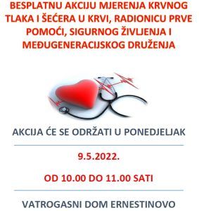 Mjerenje krvnog tlaka i razine šećera u DVD-u Ernestinovo